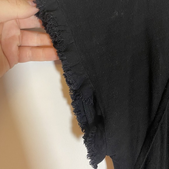 Umgee Dress Womens Small Black Leopard Linen Boho Fringe Hem Pockets Casual Nice - Picture 6 of 16